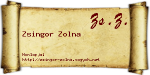 Zsingor Zolna névjegykártya